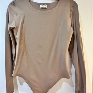 Babaton Taupe Long-Sleeve Bodysuit
